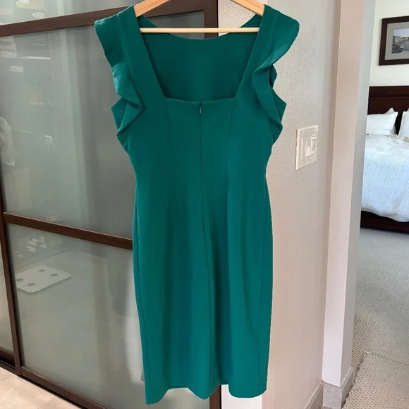 Calvin Klein Flutter Sleeve Sheath Dress - Green Size 4 - Picture 3 of 10